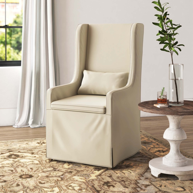 Classic High-Back Wingback Chair with Lumbar Pillow