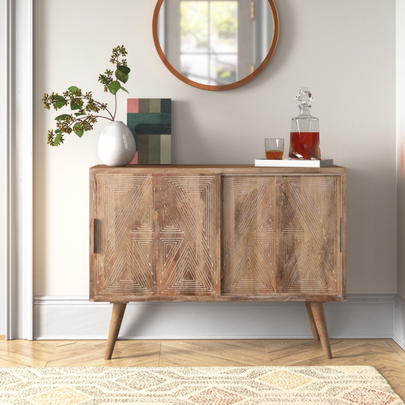 Mid-Century Modern Mango Wood Sideboard