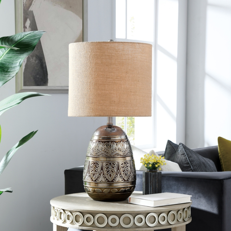 Aged Bronze Ceramic Jar Table Lamp