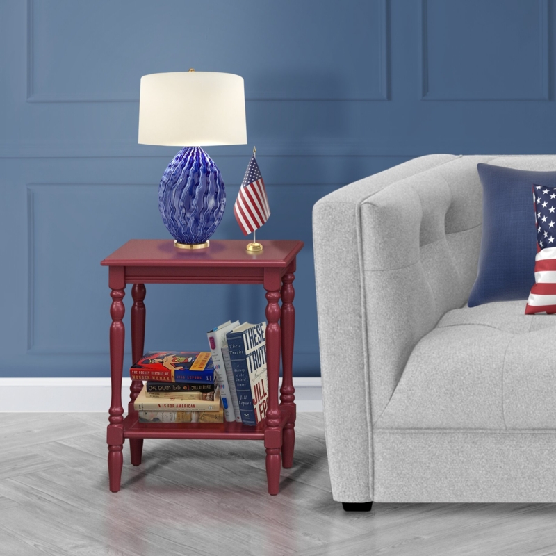 Wood Nightstand with Open Storage Shelf