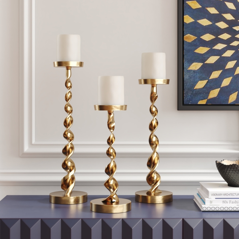 Coastal Twisted Ribbon Candle Holders Set