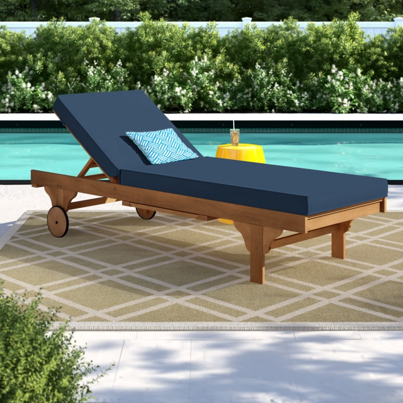 Eucalyptus Wood Chaise Lounge with Cushion