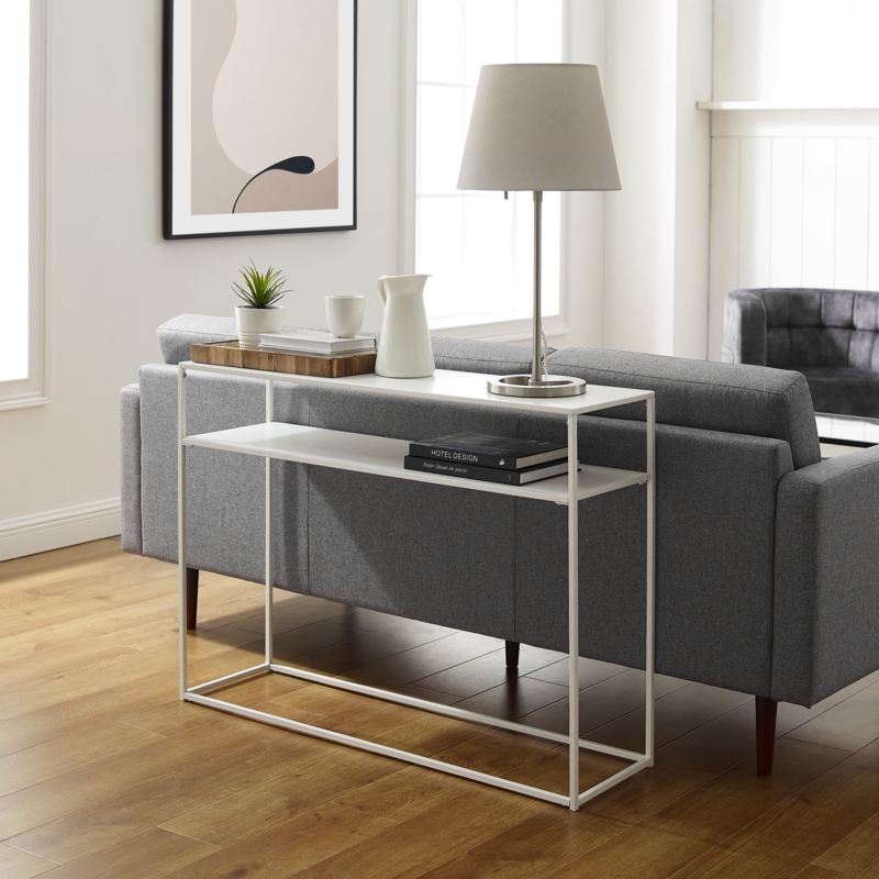 Sleek Black Console Table with Shelf