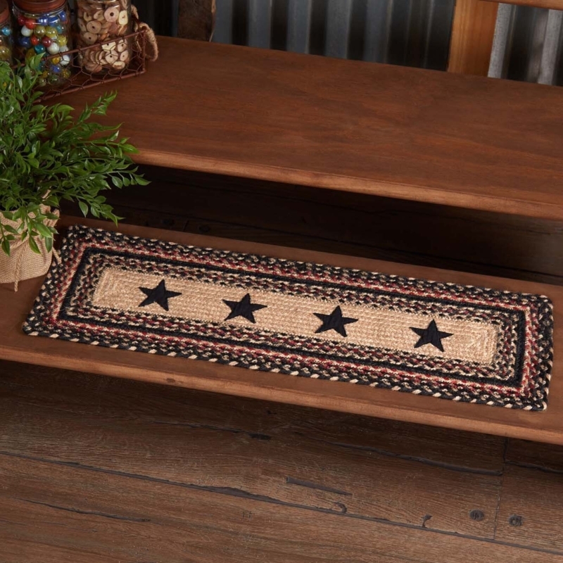 Braided Jute Stair Tread with Colonial Star Design