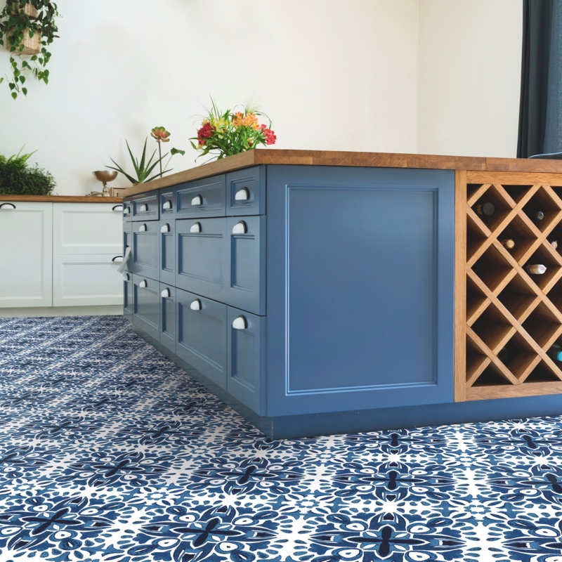 Amalfi Blue Peel and Stick Floor Tiles