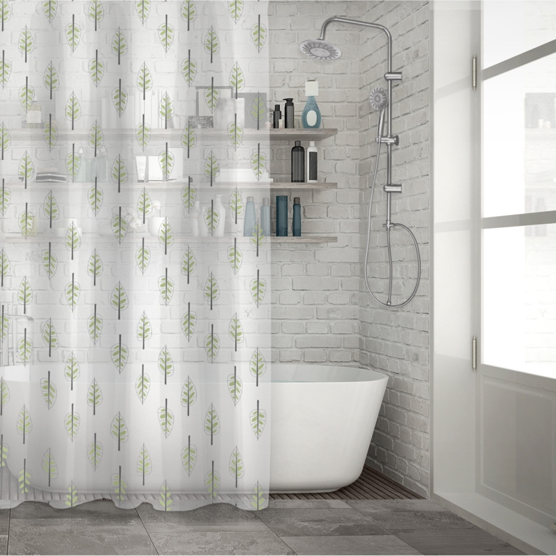 Minimalist Leaves Vinyl Shower Curtain