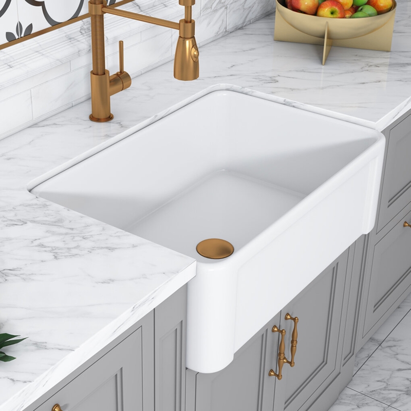 Beveled Edge White Kitchen Sink