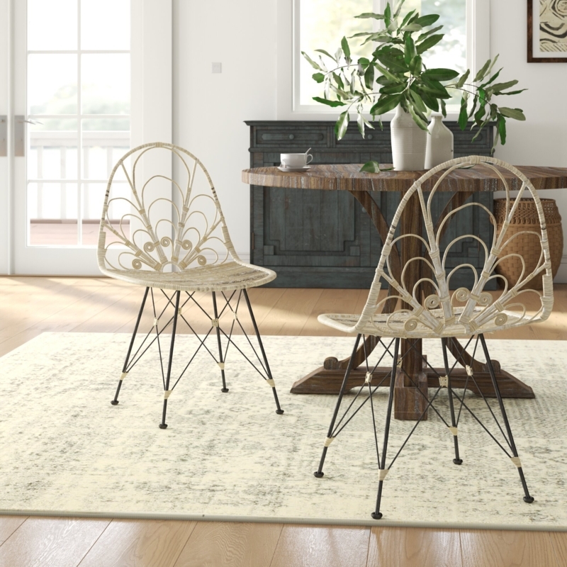 Elegant Boho Wicker Side Chairs