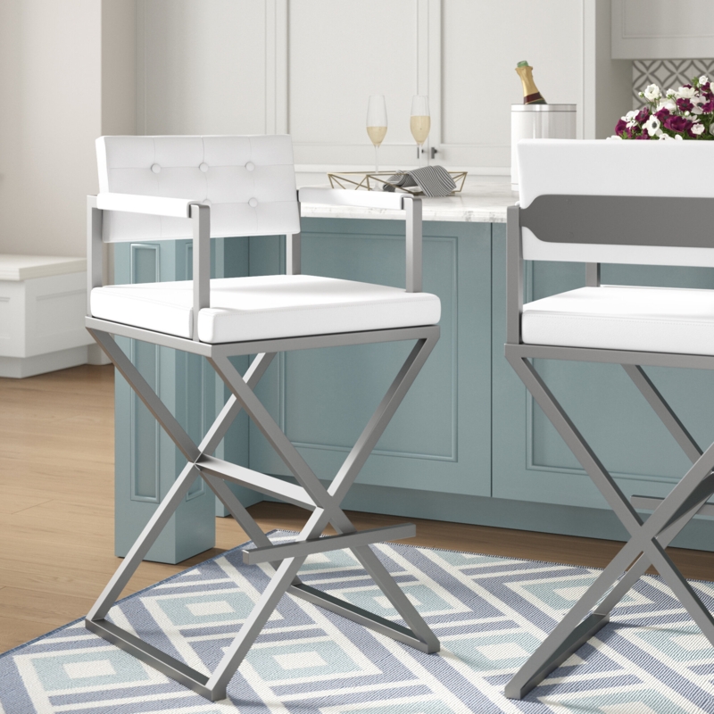 Sleek Counter Stool with Button Tufts