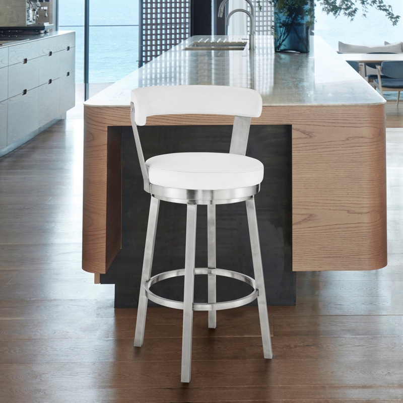Swivel Bar Stool with Faux Leather Upholstery