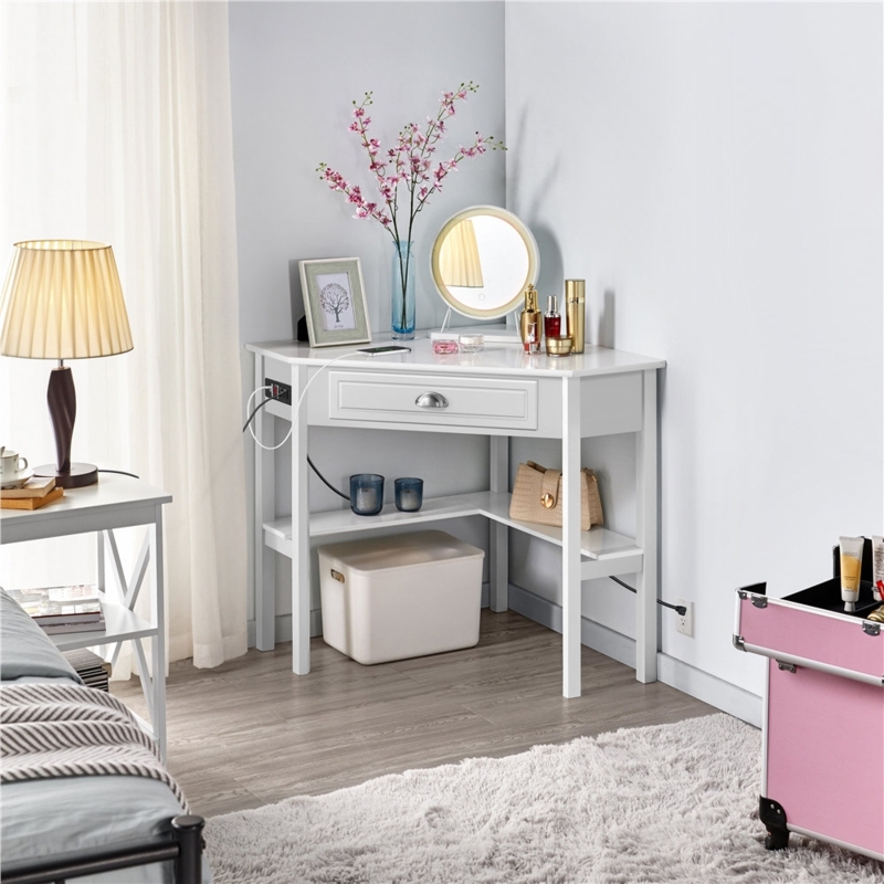 Corner Workstation with Built-In Power Outlet