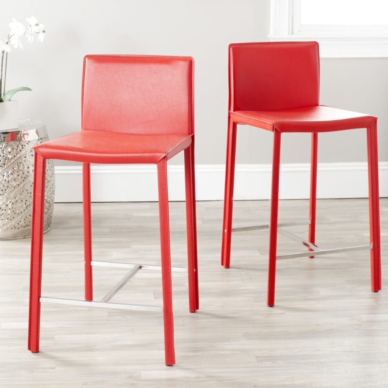 24" Minimalist Bonded Leather Counter Stool