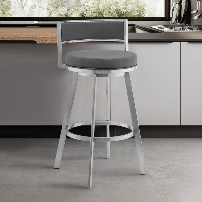 Versatile Faux Leather Stool with Footrest