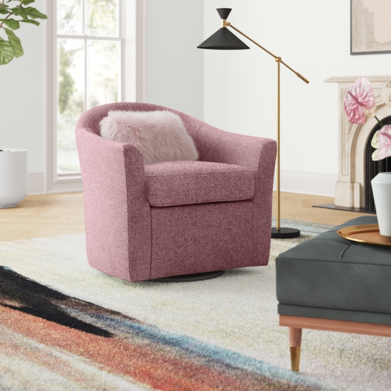 Swivel Barrel Chair with Button Tufting