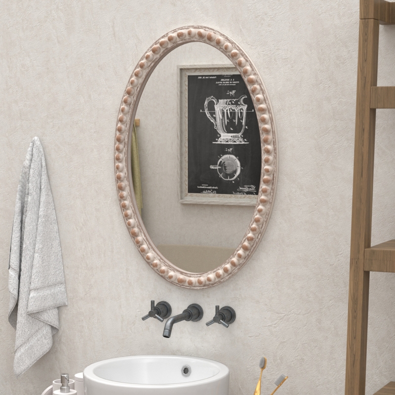 Vintage-Inspired Wall Mirror with Wooden Beads