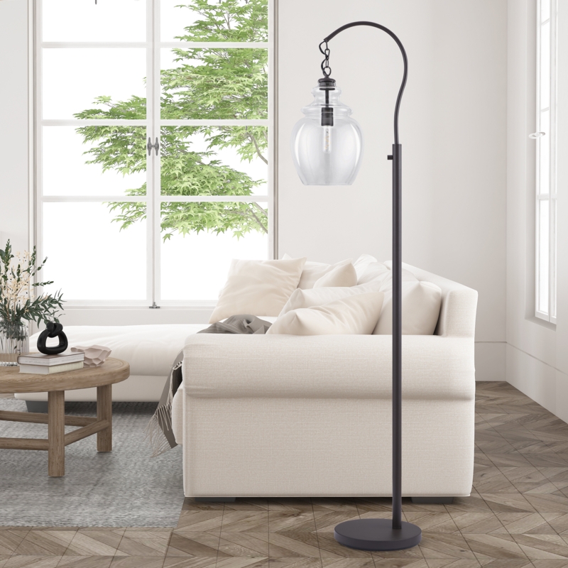 70" Arched Floor Lamp with Brass/Bronze Finish