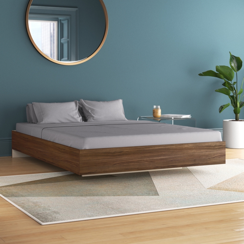 Platform Bed with Laminated Walnut Finish