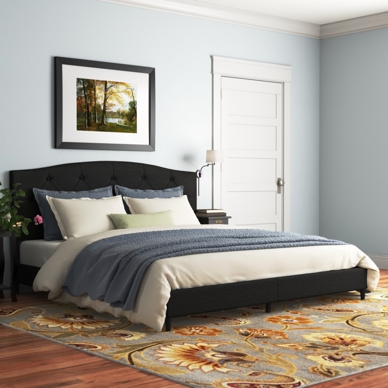 Platform Bed with Diamond Button Tufting