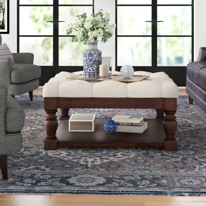Classic Cocktail Ottoman with Hidden Storage
