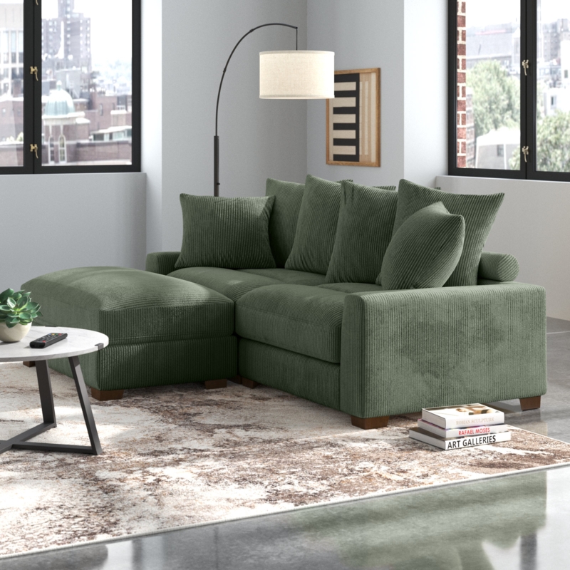 Modular Corduroy Sectional Set with Ottoman