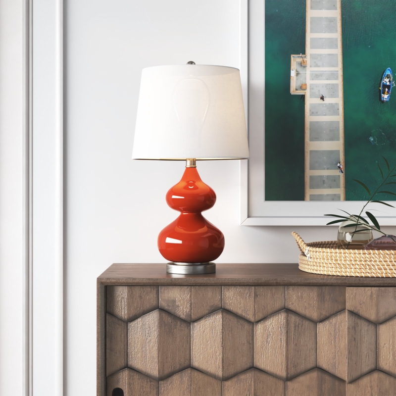 Glazed Ceramic Mid-Century Table Lamp