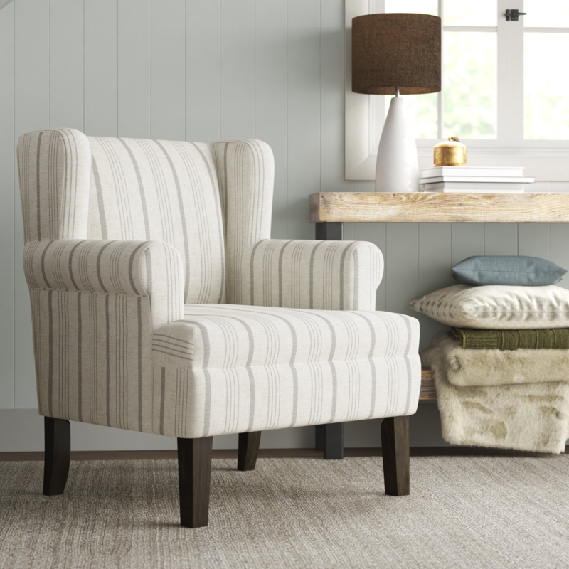 Striped Coastal Farmhouse Armchair