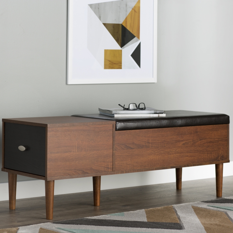 Mid-Century Bench with Deep Drawer