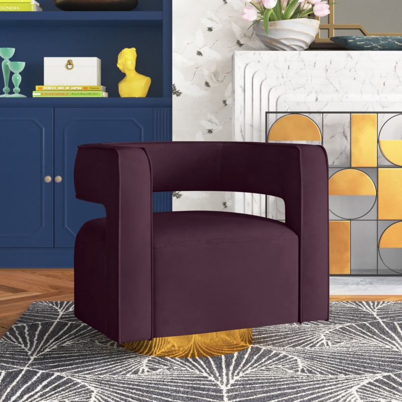 Contemporary Accent Barrel Chair with Swivel Base