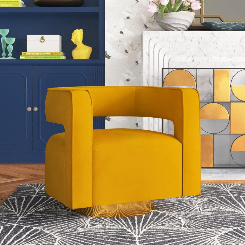 Contemporary Velvet Accent Barrel Chair
