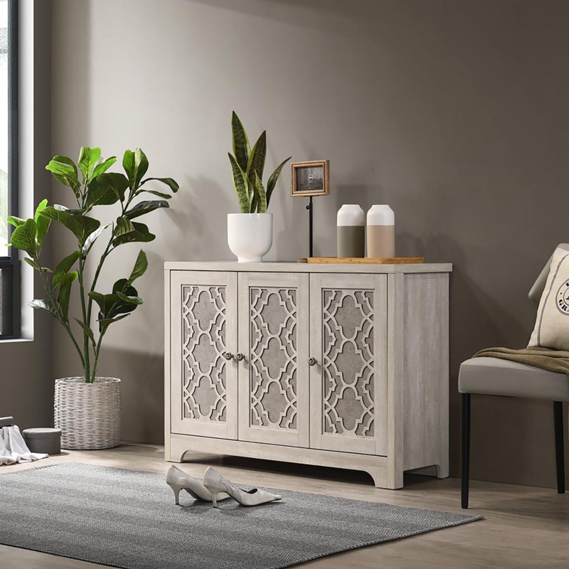 Elegant Shoe Cabinet with Detailed Cutout