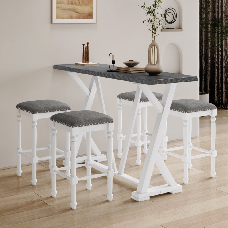 Industrial Style Dining Table with Glass Top