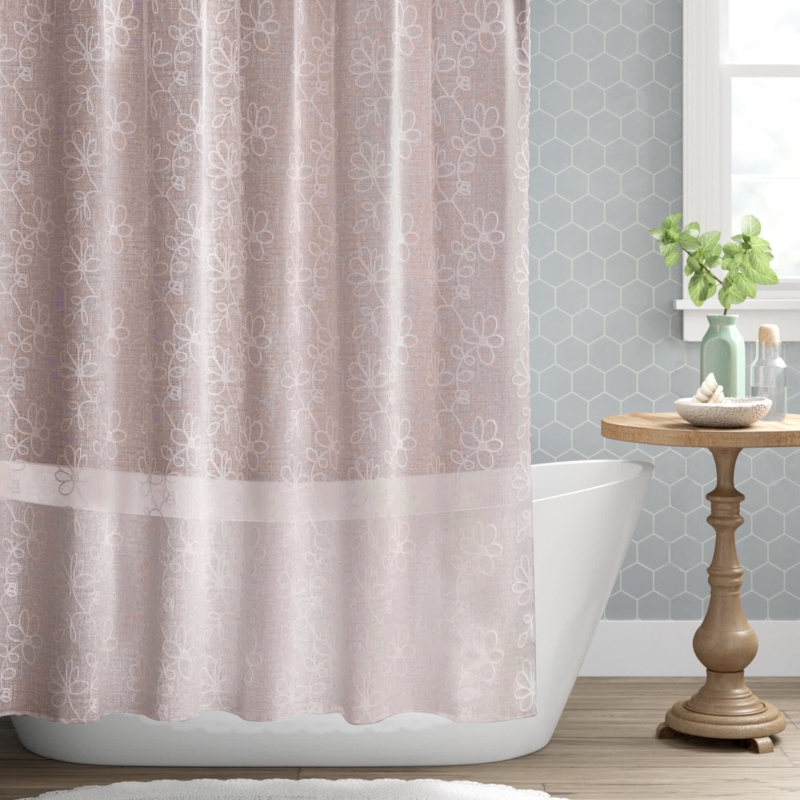 Whimsical Botanical Embroidered Shower Curtain