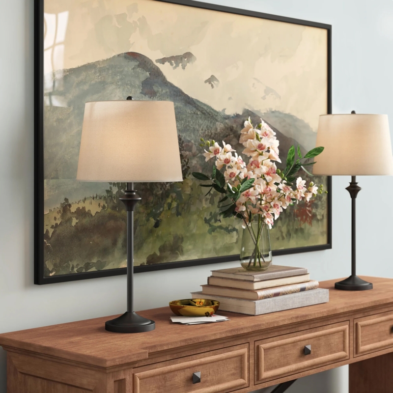 Distressed Buffet Table Lamp Set