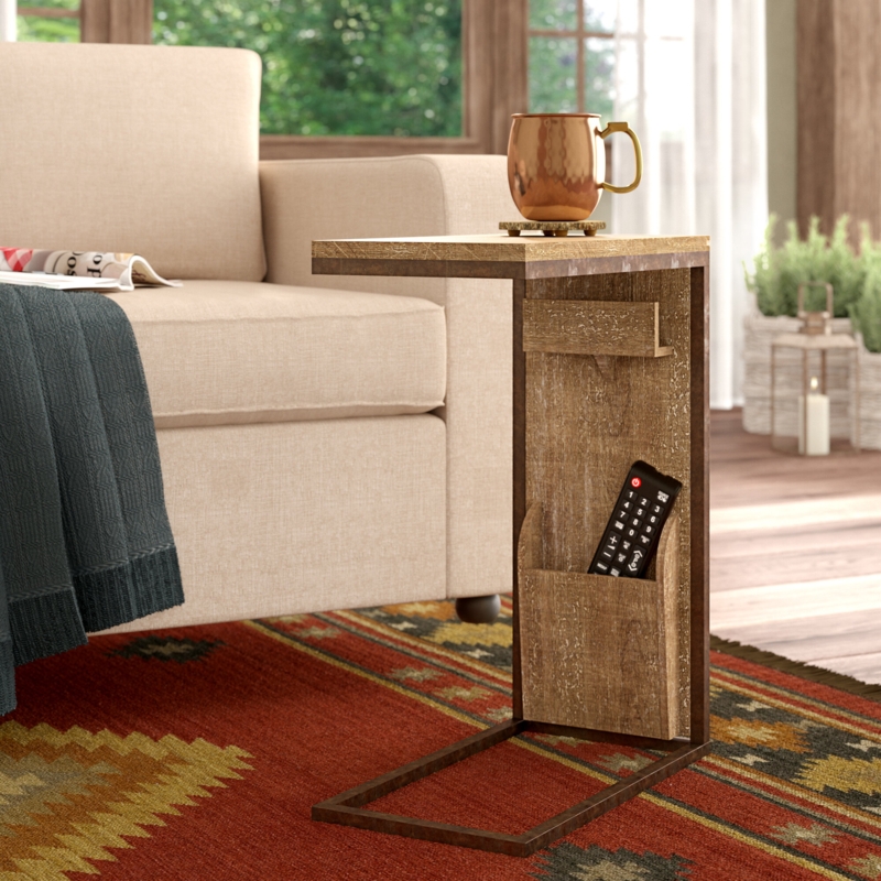 Industrial Brown Accent Table with Racks