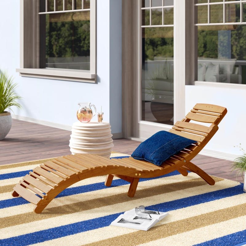 Acacia Wood Outdoor Chaise Lounge