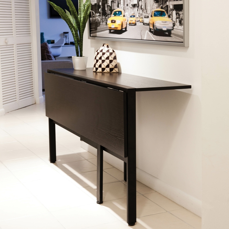 Drop-Leaf Dining Table with Metal Frame