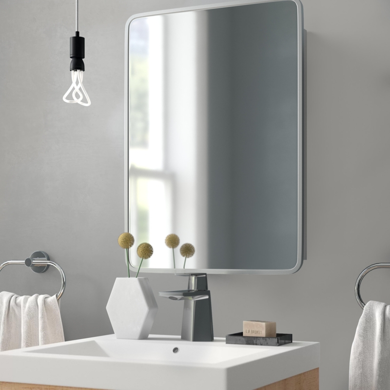 Round Corner Medicine Cabinet with Acrylic Shelves