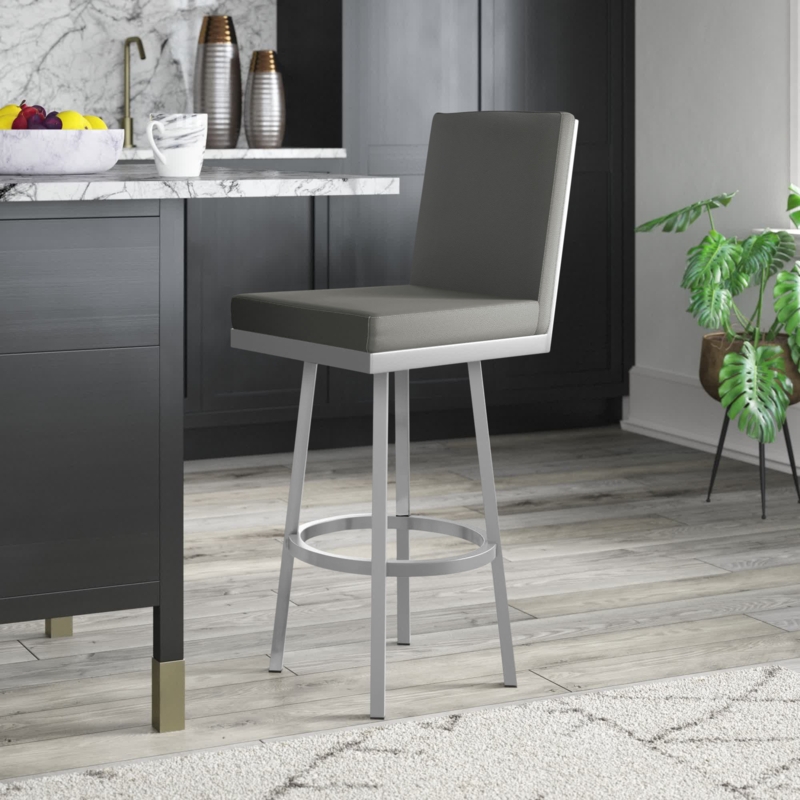 Streamlined Swivel Barstool with Trellis Back