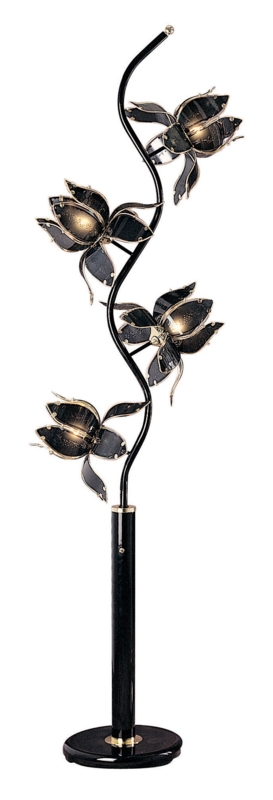 Floral Motif Floor Lamp with Glass Shades