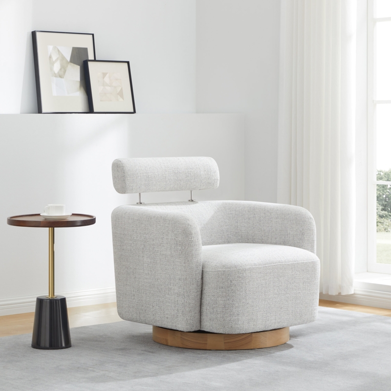 Swivel Chair with Circular Wood Base