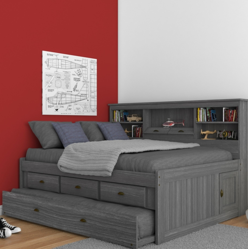 Trundle Bed With Bookcase Headboard
