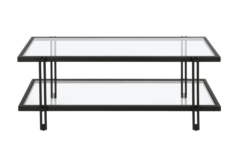 Contemporary Metallic Coffee Table with Glass Shelf