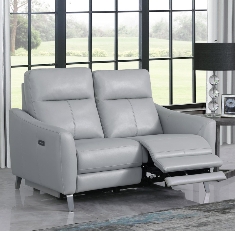 Modern Gray Power Loveseat with USB Port