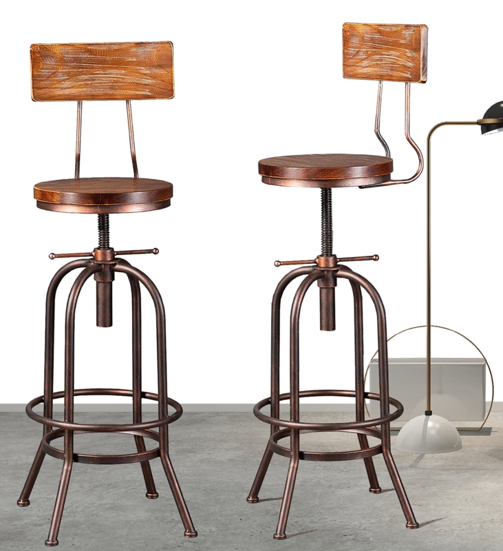 Industrial Bar Stool with Adjustable Height