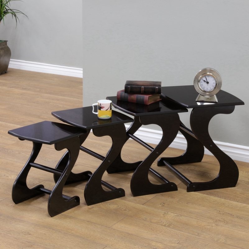 Espresso Finish Curved Nesting Table Set