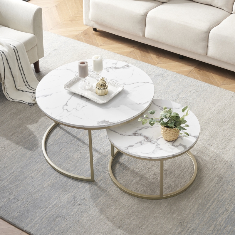Unique Coffee Table with Round Nesting Tables