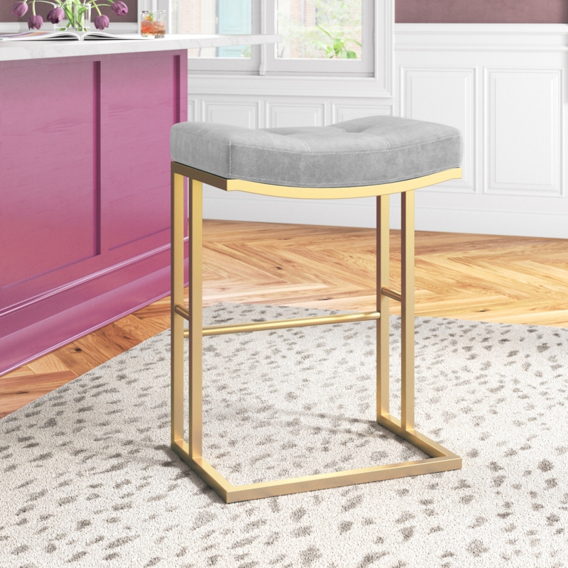 Inverse Arched Velvet Barstool