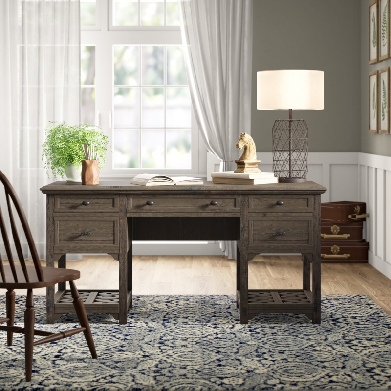 Rustic Vintage Credenza Desk with Storage
