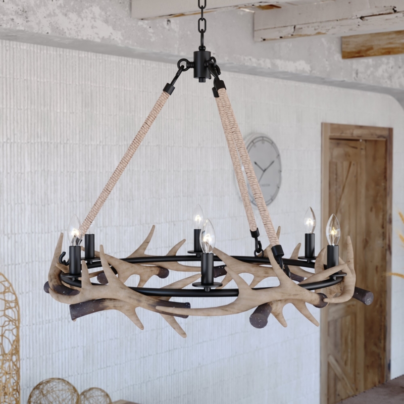 Faux Antler Wheel Chandelier