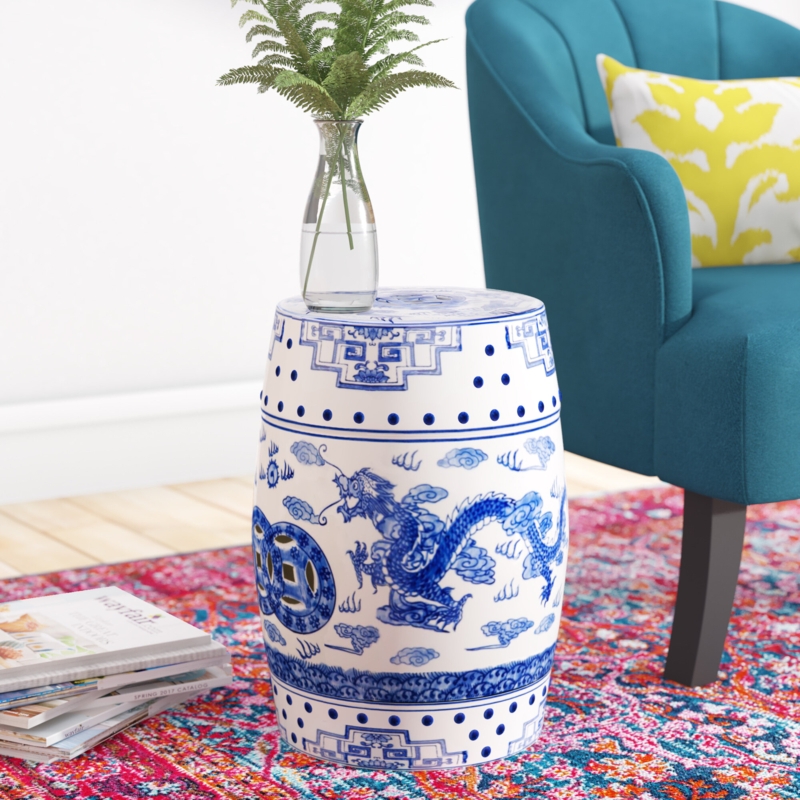 Graceful Garden Ceramic Stool